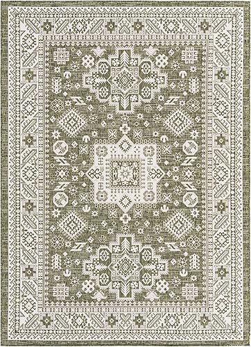 Miniatura 94 de Rugs.com Outdoor Aztec Collection Alfombra – 4 x 6 pies alfombra de tejido plano gris carbón perfecta para salas de estar, grandes comedores, planos