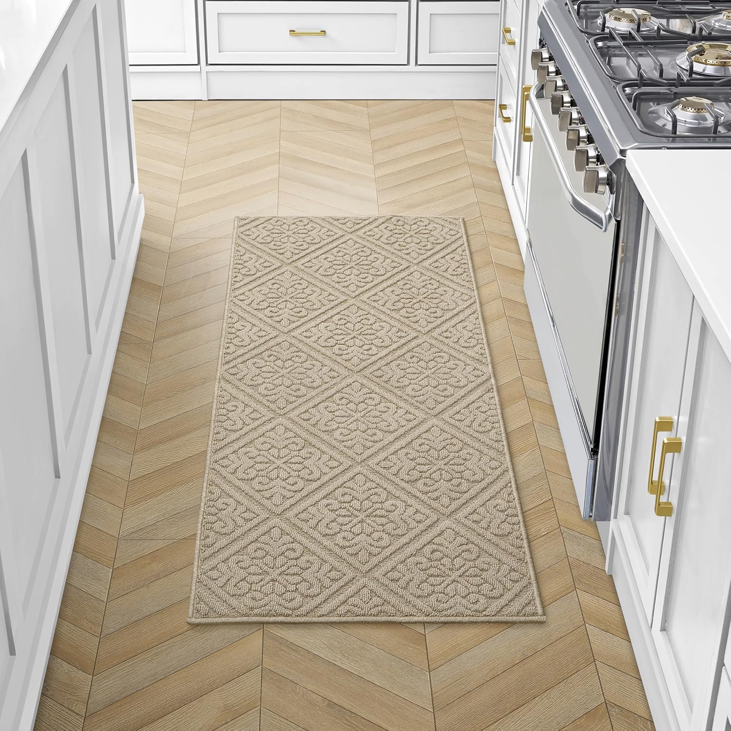 laura ashley hi-low tufted 26" x 60" washable skid-resistant runner rug - berber austell solid austell solid berber 2'1" x 5' (rectangular)