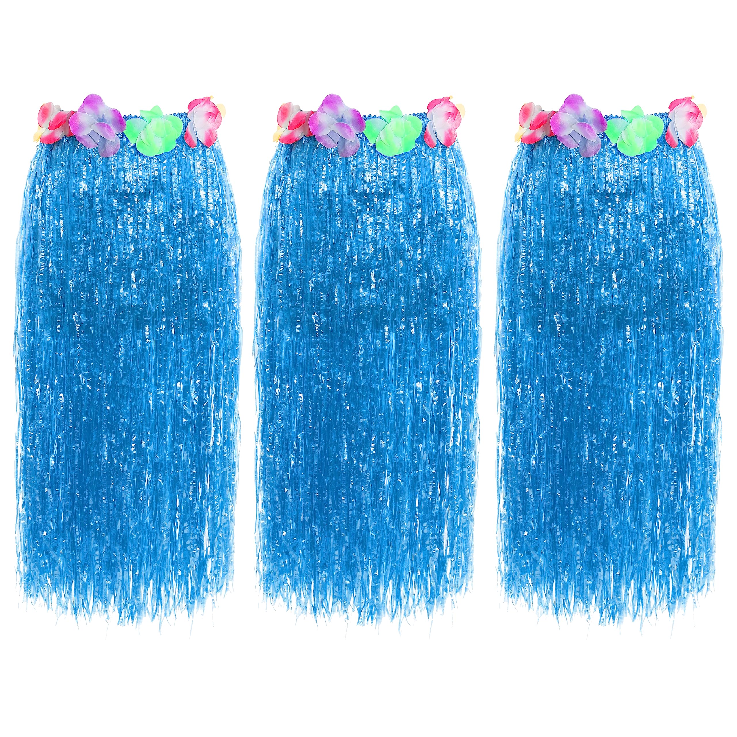 Blue 80cm Hula Skirt - Blue Skirt and Blue Hawaiian Lei Flowers - Perfect for Summer Hawaiian Party Fancy Dress and Other Fancy Dress Events
