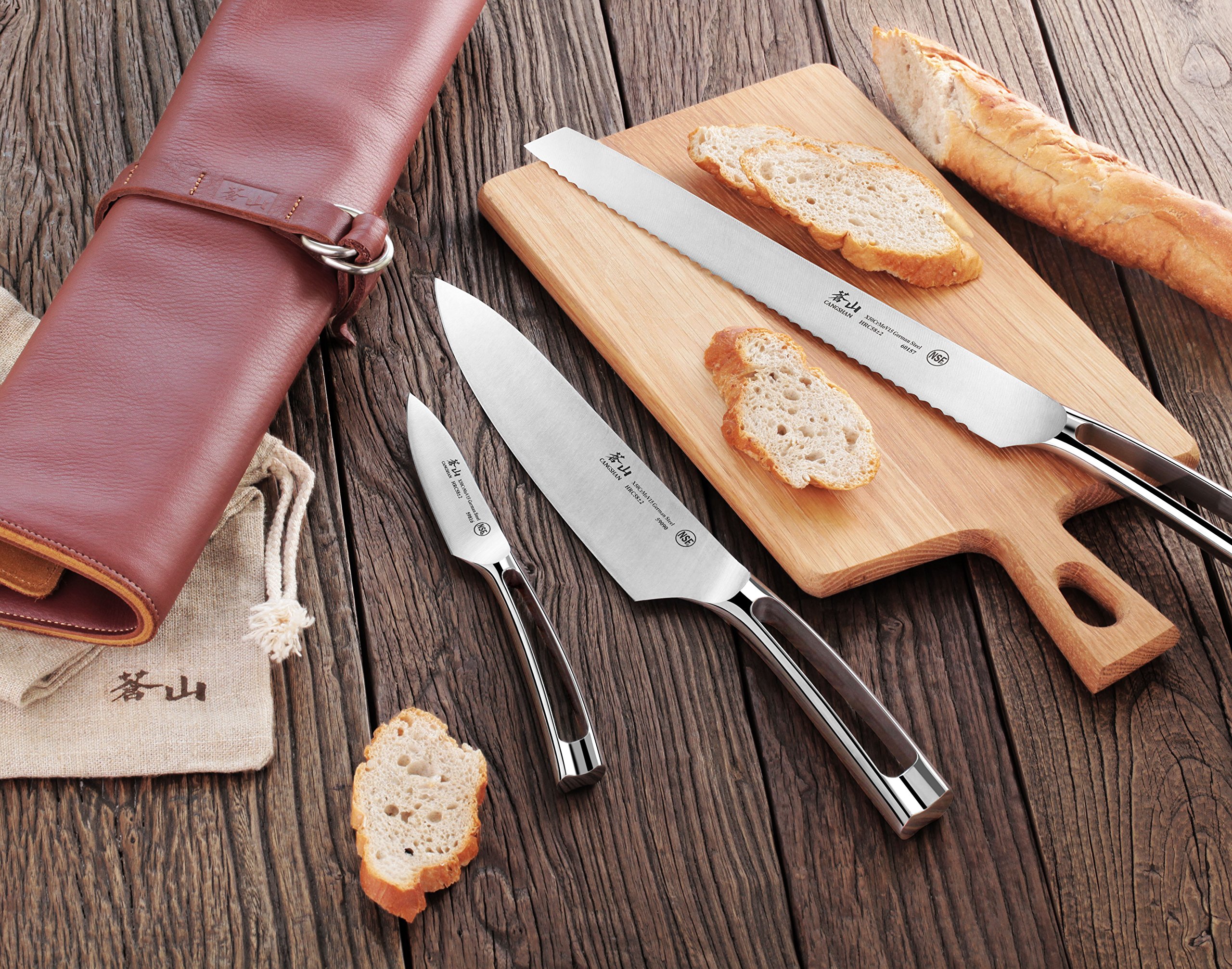 Amazon.com: Cangshan N1 Series 4 Piece Leather Roll Knife Set