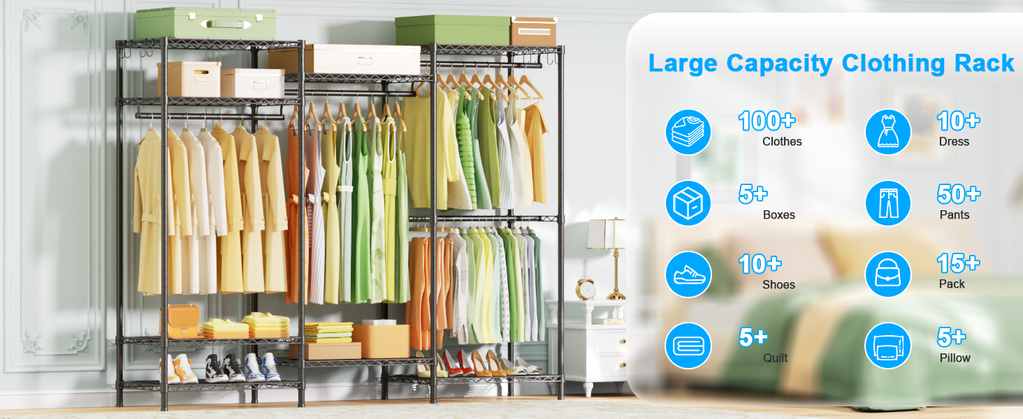 Amazon.com: Ulif E13 Heavy Duty Clothes Rack（With 4 Hanger Rods