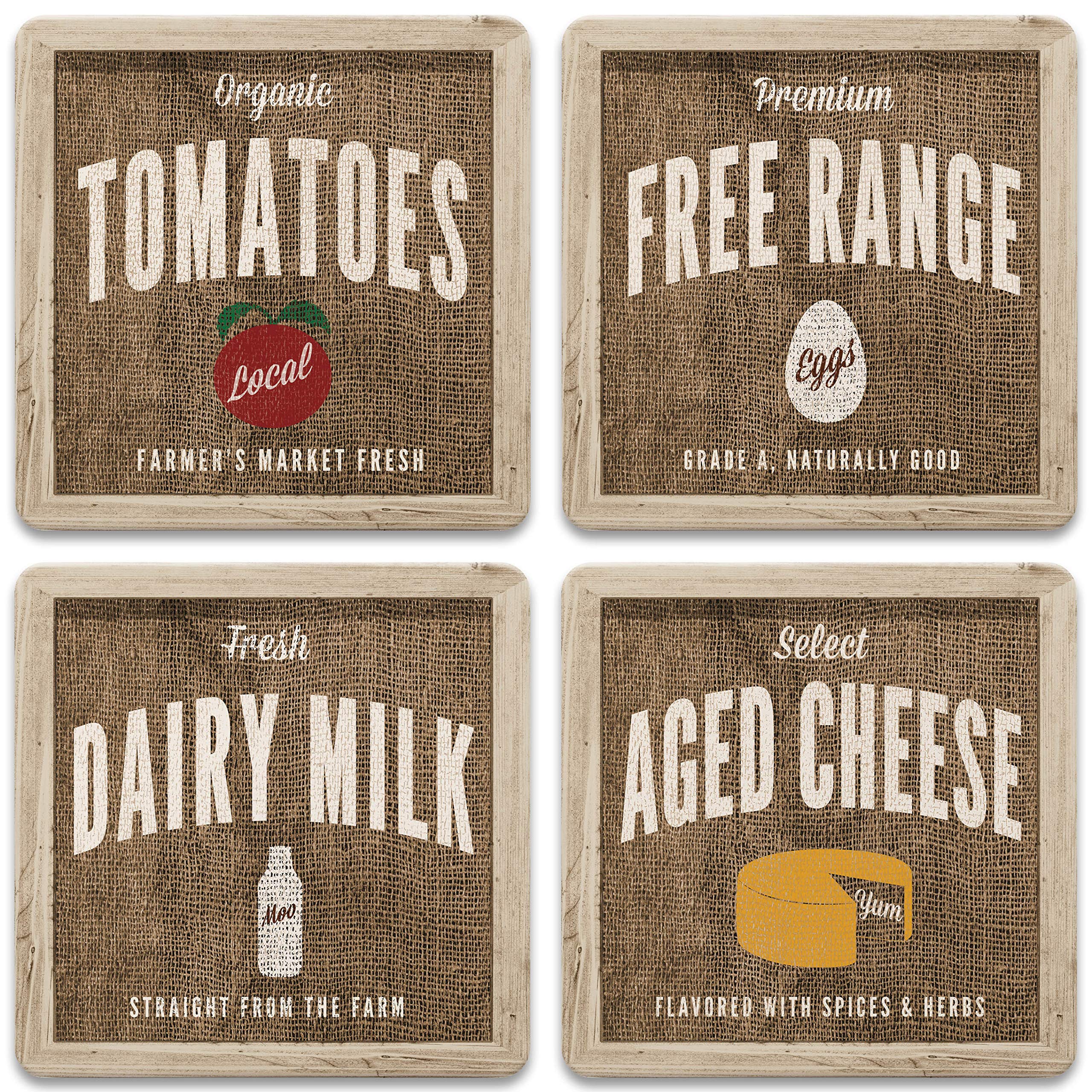 CoasterStoneFarmhouse Fresh Set of 4 Coasters, One Size, Multicolored