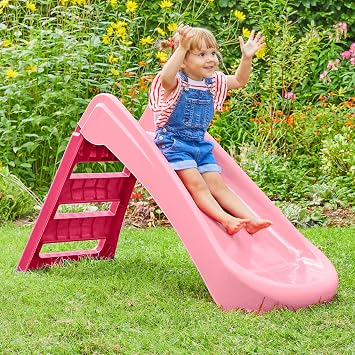 Pink Folding Slide for Toddlers and Children 18 Months + Kids Outdoor Play Equiptment. Ideal First Slide for Toddlers and Young Children