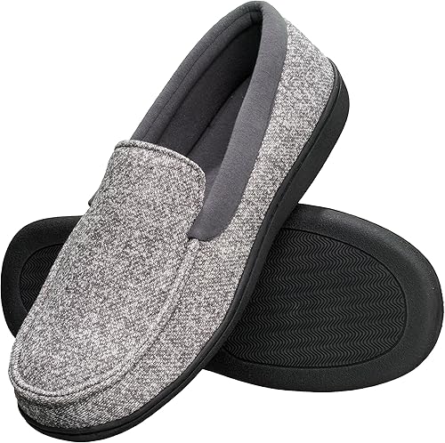 Hanes ComfortSoft - Mocasines venecianos de punto de espuma viscoelástica para hombre para interiores y exteriores