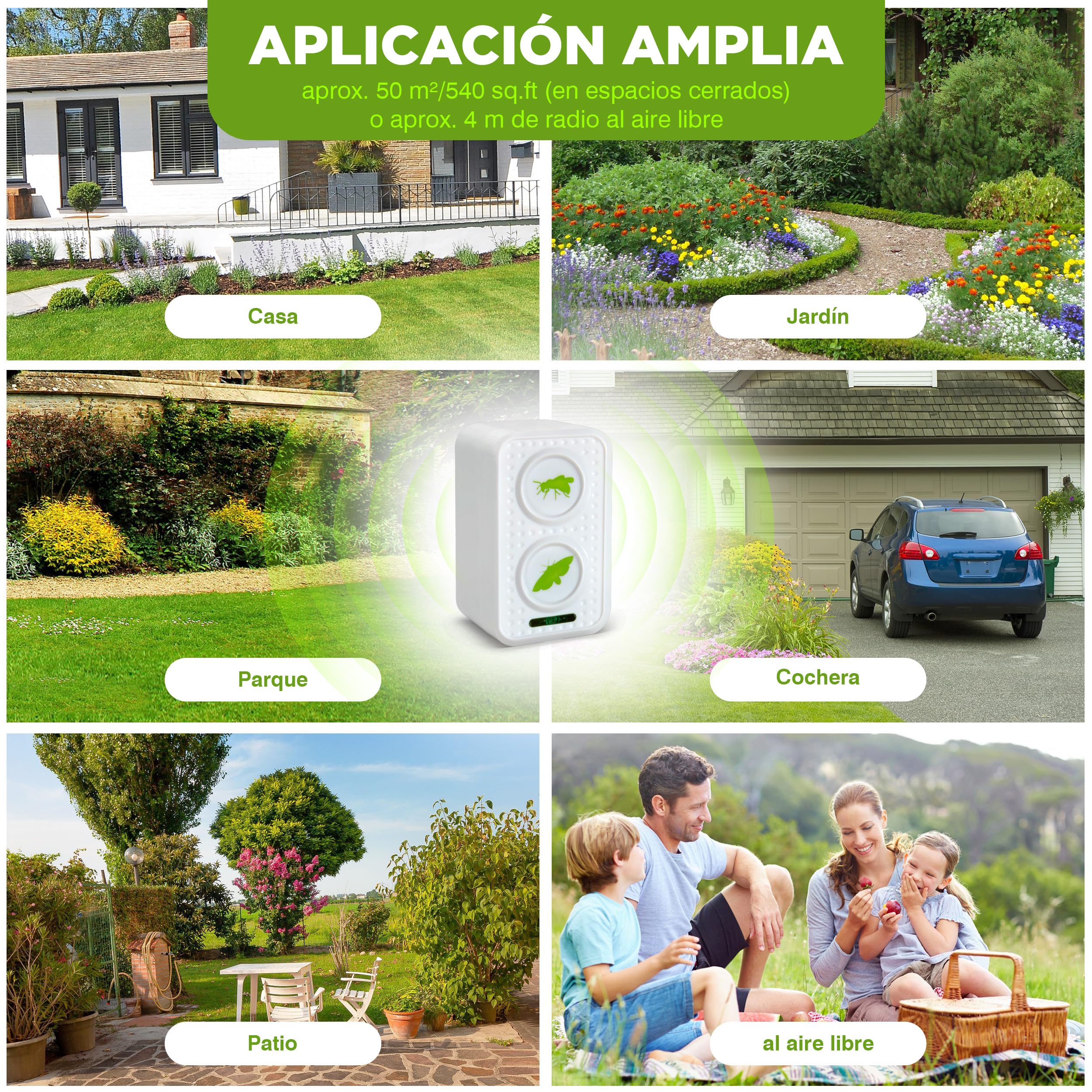 ISOTRONIC Repelente para Avispas y polillas: protección Natural contra Avispas con ultrasonido y frecuencia alterna; Repelente de polillas con un Alcance Efectivo de 50 m² (1 Unidad).