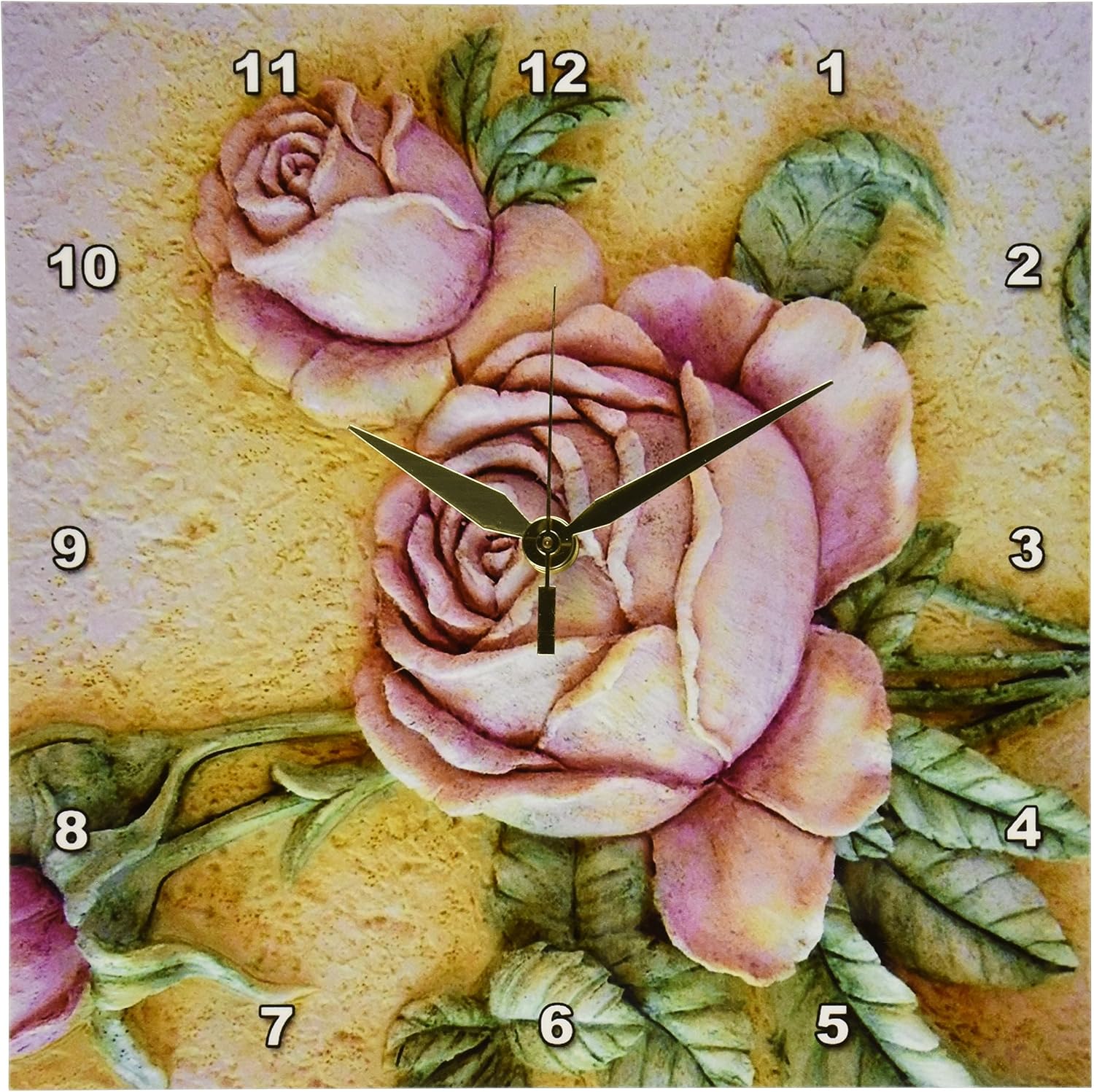 3dRose DPP_14481_1 Wall Clock, Ceramic Roses, 10 by 10-Inch