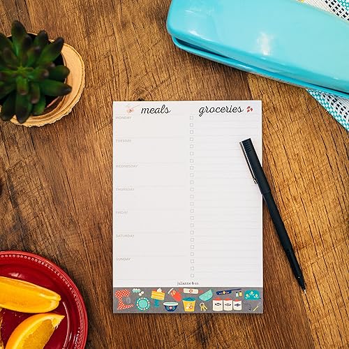 Miniatura 6 de Julianne & Co. - Bloc de notas semanal para planificador de comidas y lista de comestibles, 52 páginas A5 premium, con lista de compras perforada