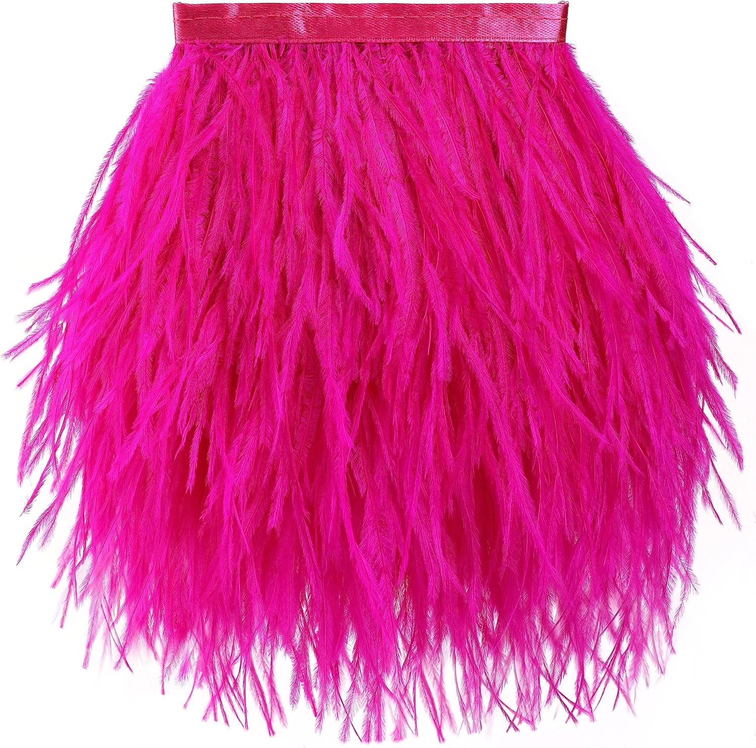 Soarer Fuchisa Feathers Fringe Trim - 2Yards 5-7inch Ostrich Feathers for DIY Sewing Jewelry,Clothing,Jewelry,Home Party,Wedding(Fuchsia)