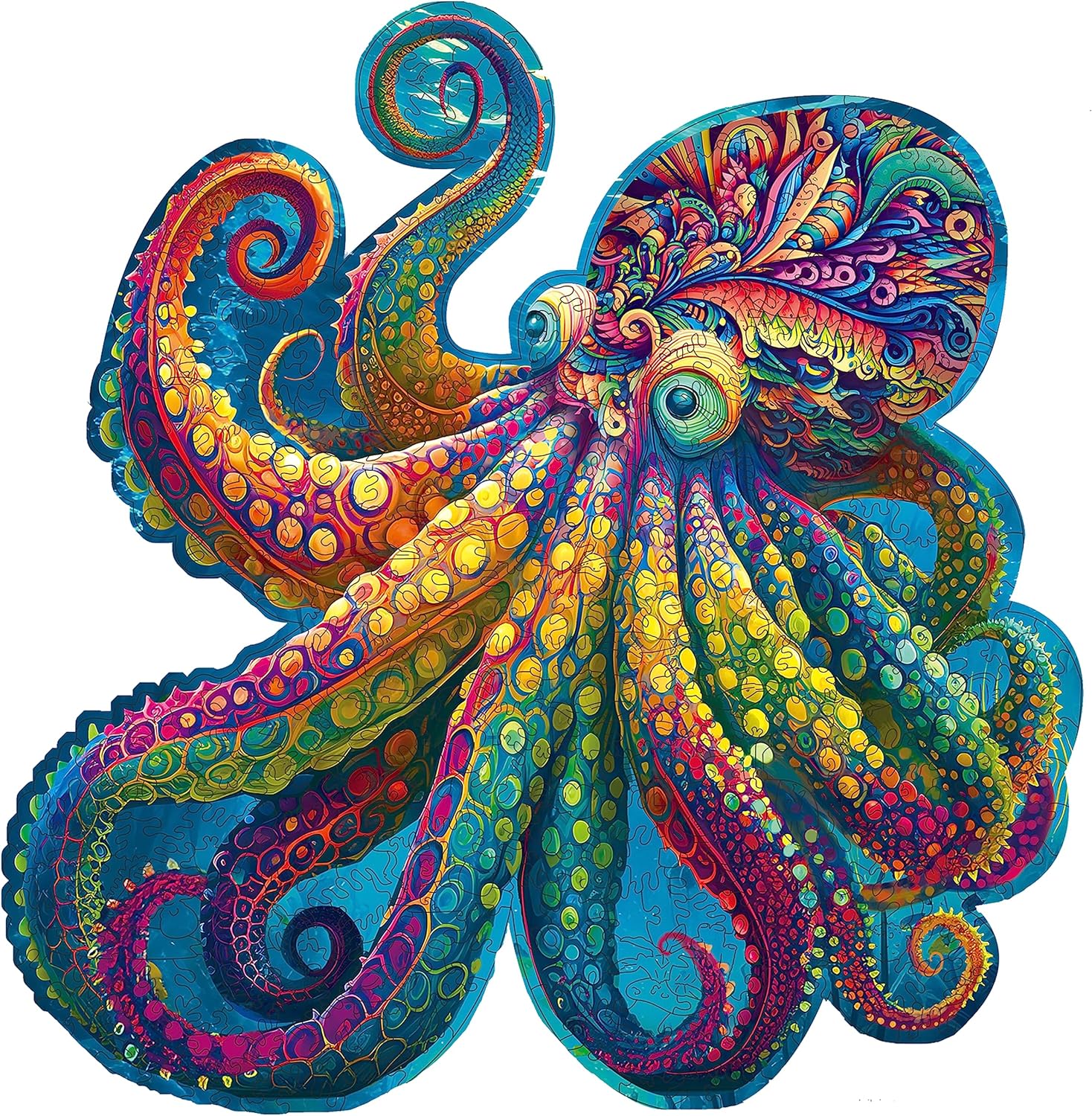 Mys Aurora Unique Wooden Jigsaw Puzzles - Agate Octopus, 300 Pcs Medium Size 12.6'' x 12.2'', Luxurious Animal Shaped Wood Puzzle, Beautiful Package, Best Gift for Adults