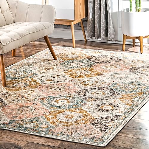 nuLOOM Gisele - Alfombra tradicional vintage, 4 x 6, multicolor