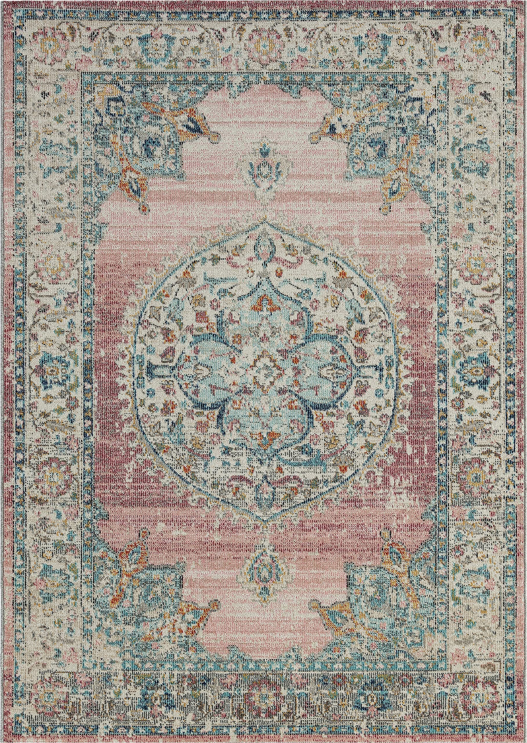 the carpet Palma - robusto tappeto per esterni ed interni, resistente alle intemperie e ai raggi UV, per balcone, terrazza, giardino d'inverno o cucina, orientale, rosa, 160 x 230 cm