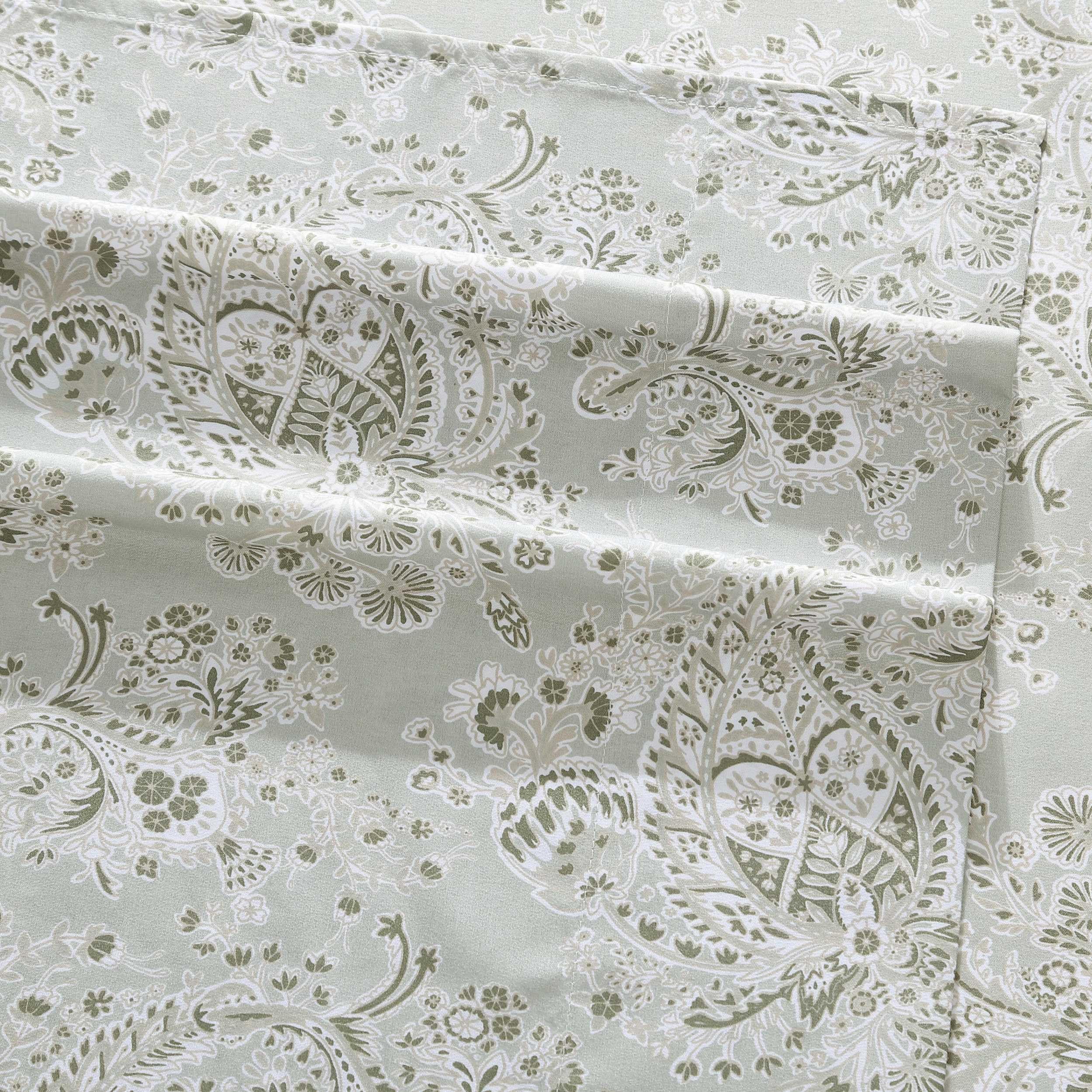 Wrangler Zestaw pościeli typu king-size, jedwabisty i lekki zestaw pościeli, wystrój domu Paisley, certyfikat Öko-Tex (Prairieland Paisley Green, King)