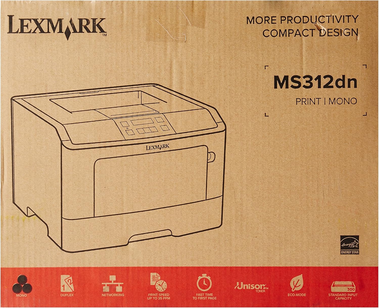 Certified Refurbished Lexmark MS312DN MS312 35S0060 Laser Printer with toner drum and 90-day Warranty