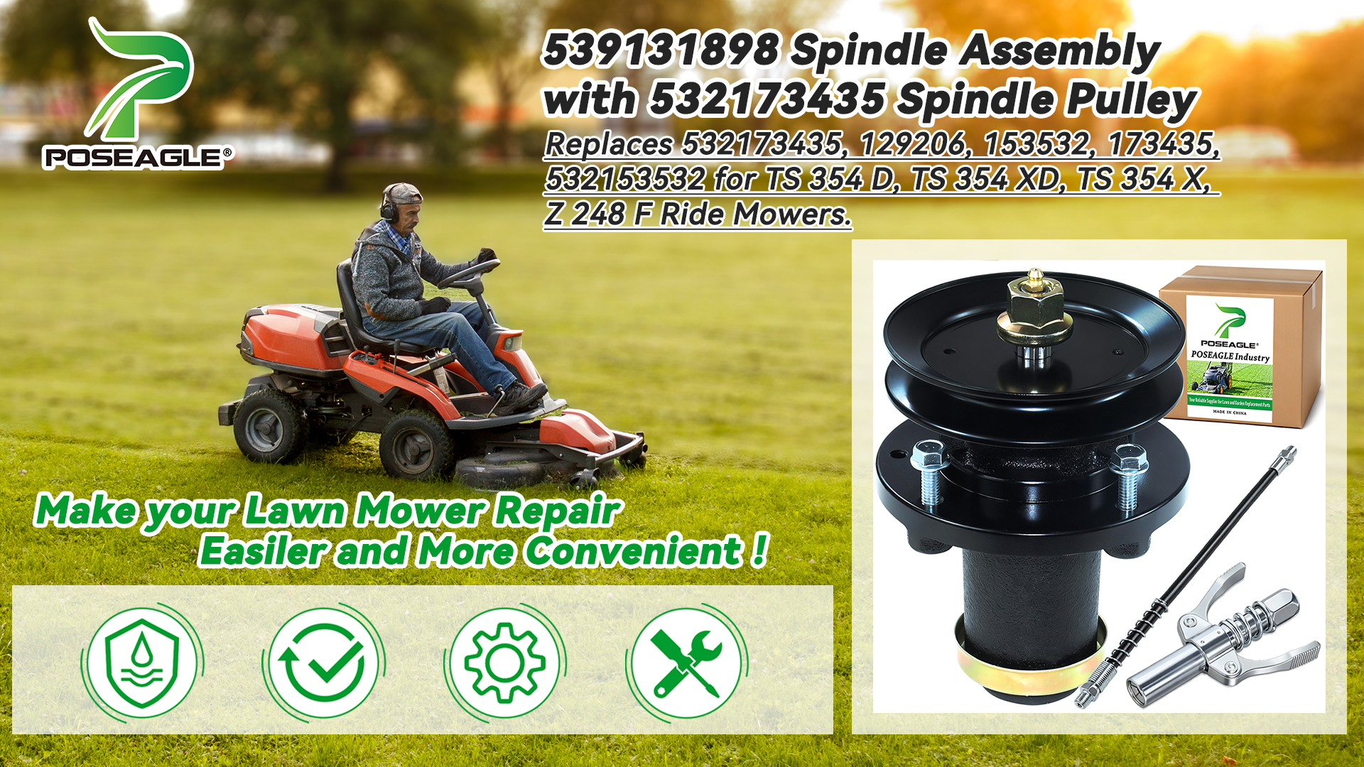 Amazon.com : POSEAGLE 539131898 Spindle Assembly with 532173435