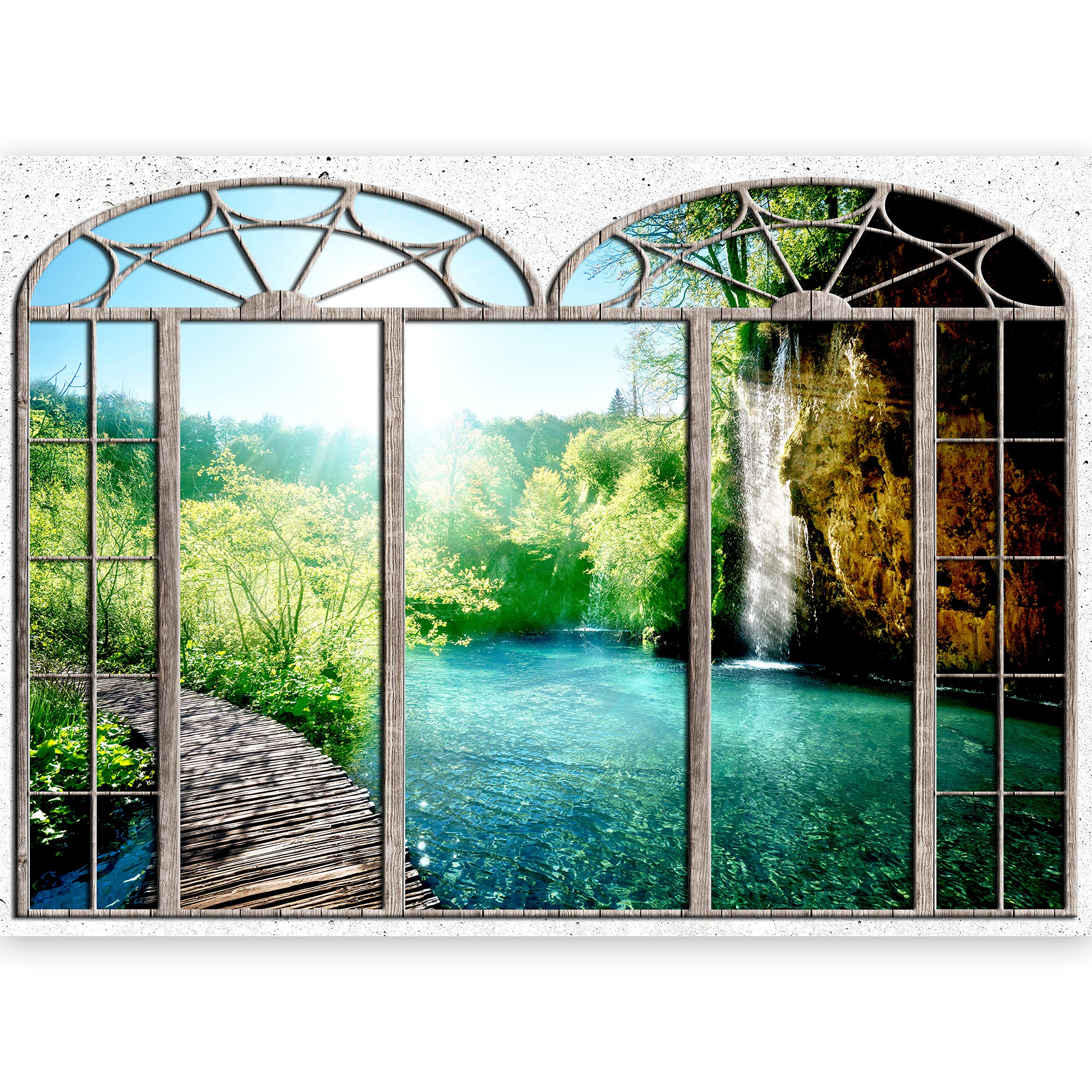 3D Illusion Wall Mural Poster – 27x20 Inch, Optical Art Print, Window View, Easy To Apply Fleece