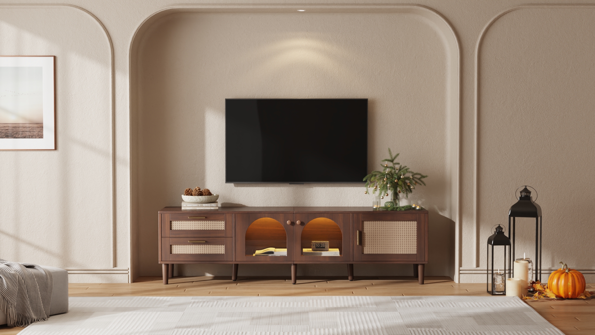 Amazon.com: Virubi 71'' LED TV Stand, Boho Entertainment Center