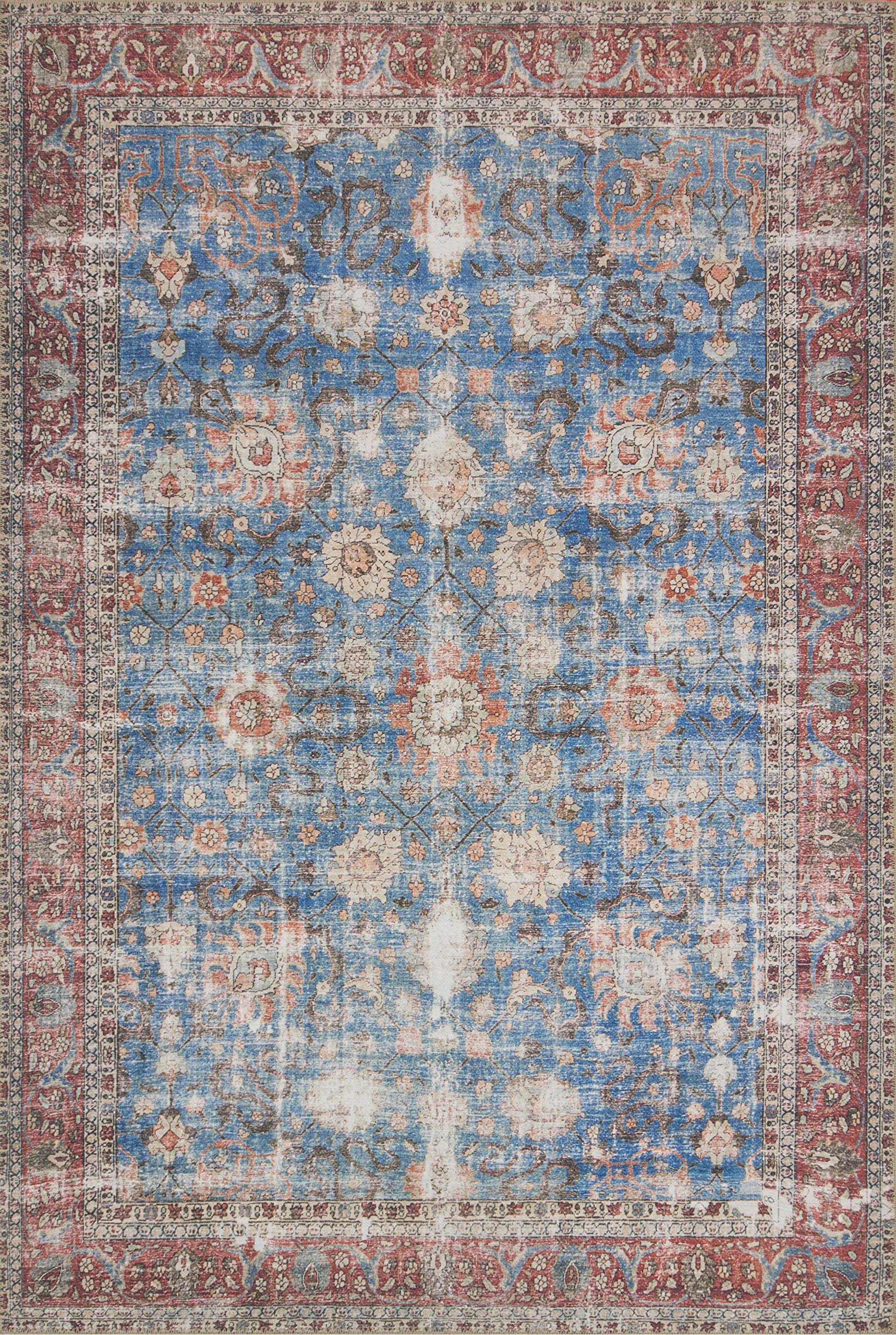 Condition photo showing New/Like New for Loloi Loren Collection LQ-01 Blue/Brick 8'-4" x 11'-6" Area Rug