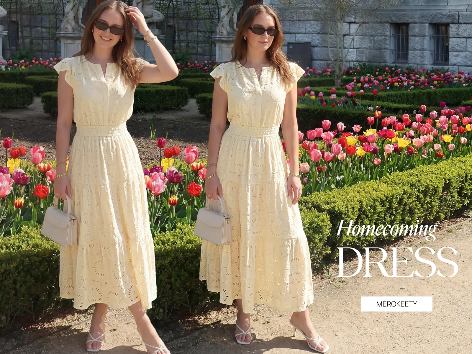 merokeety casual dresses MEROKEETY Women's Summer Lace Eyelet Maxi Dress 2026 Fall Casual Boho  Flutter Sleeve Tiered Flowy Beach Vacation Dresses, Pink, Small at Amazon  Women's Clothing store