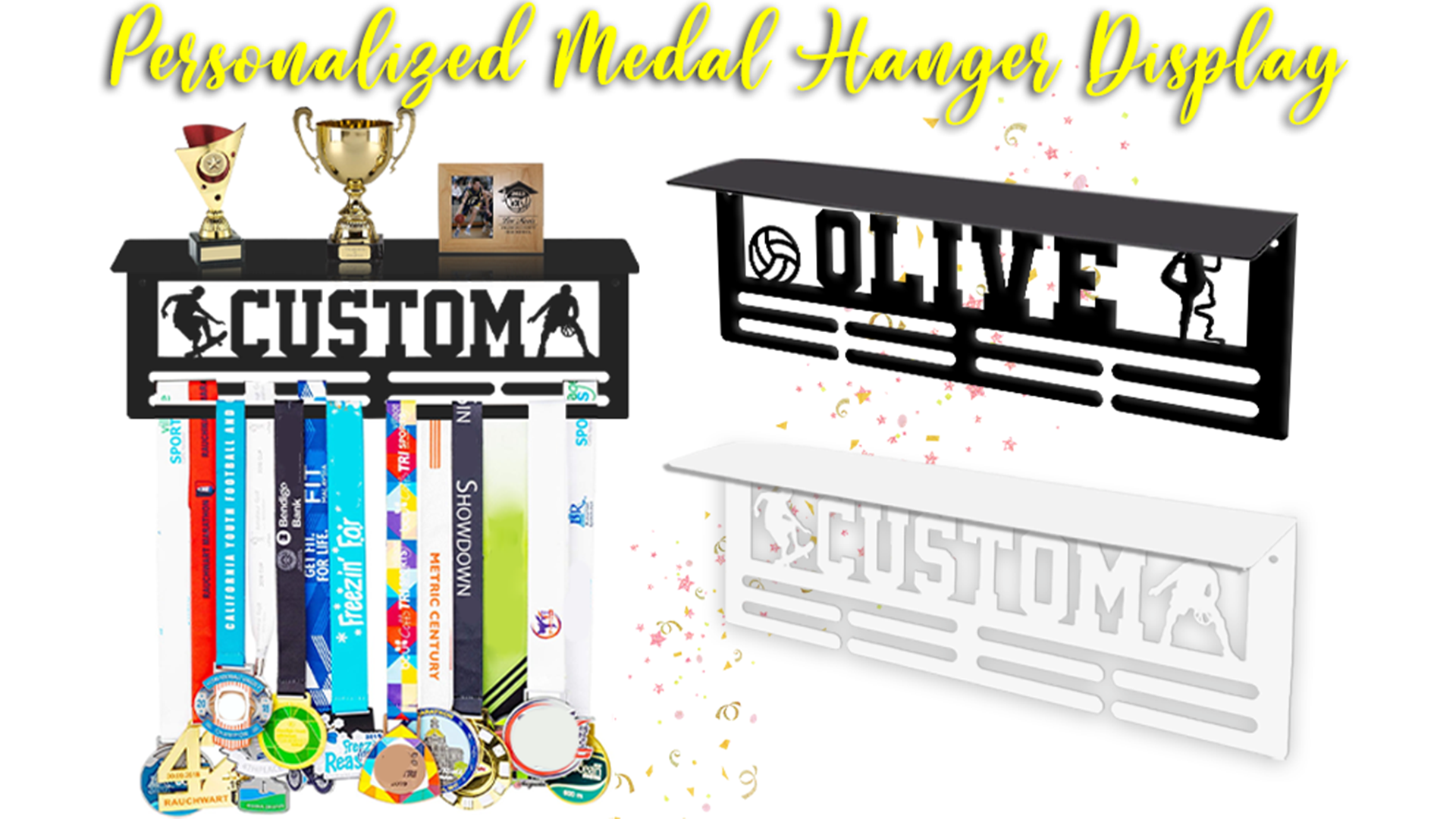 Custom Award Display Rack Personalized Medal Hanger Display Rack ...