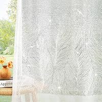 Deconovo félig átlátszó függöny tollmintás 140x260cm fehér 2db 1
