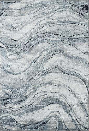 Miniatura 2 de GLORY RUGS Alfombra abstracta moderna de 8 x 10 pies, color gris azul marino, se desvanece suave para sala de estar, dormitorio, hogar y oficina