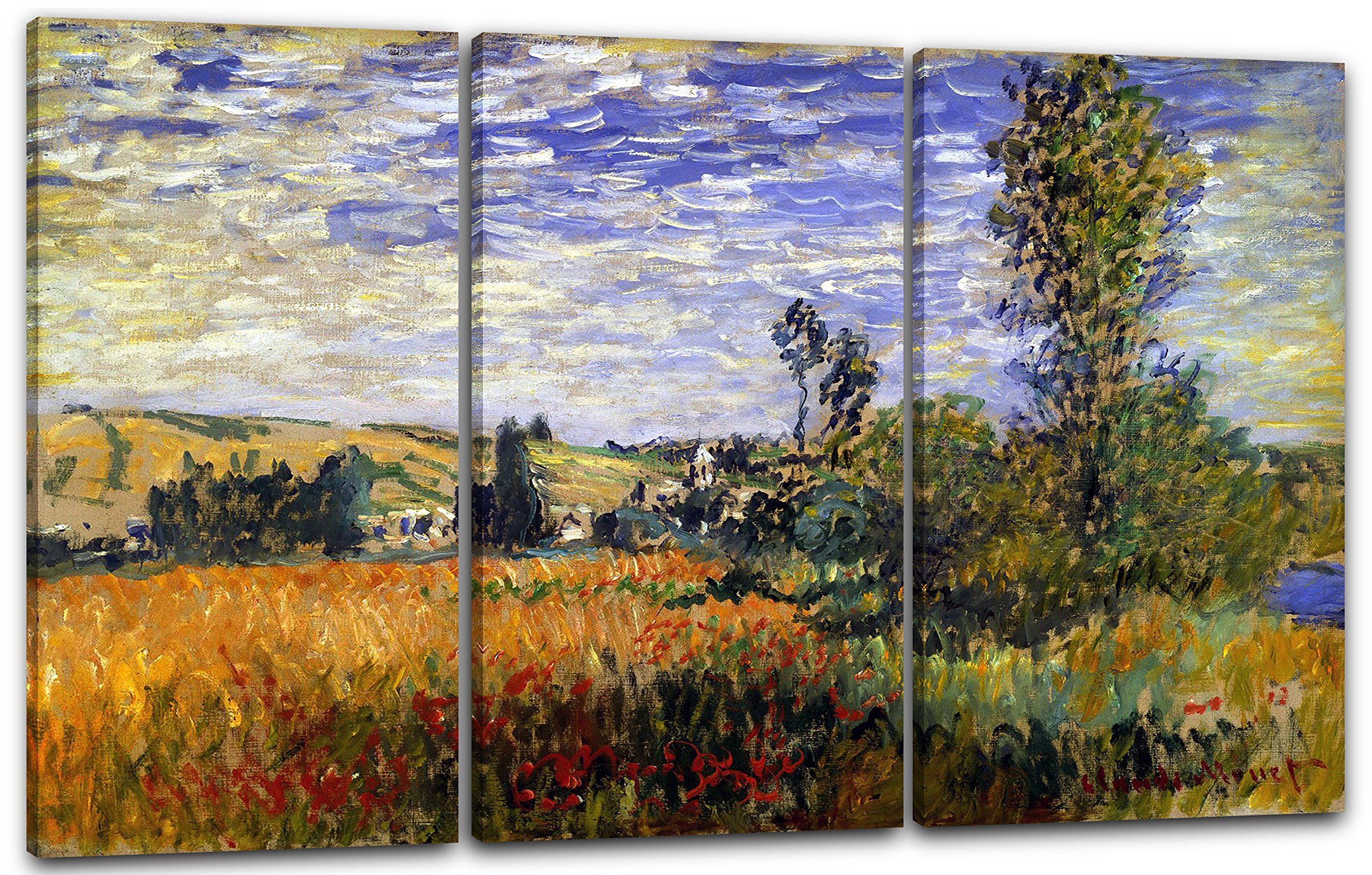 Printed Paintings Leinwand 3-teilig(120x80cm): Claude Monet - Weg durch die Mohnfelder, ILE Saint