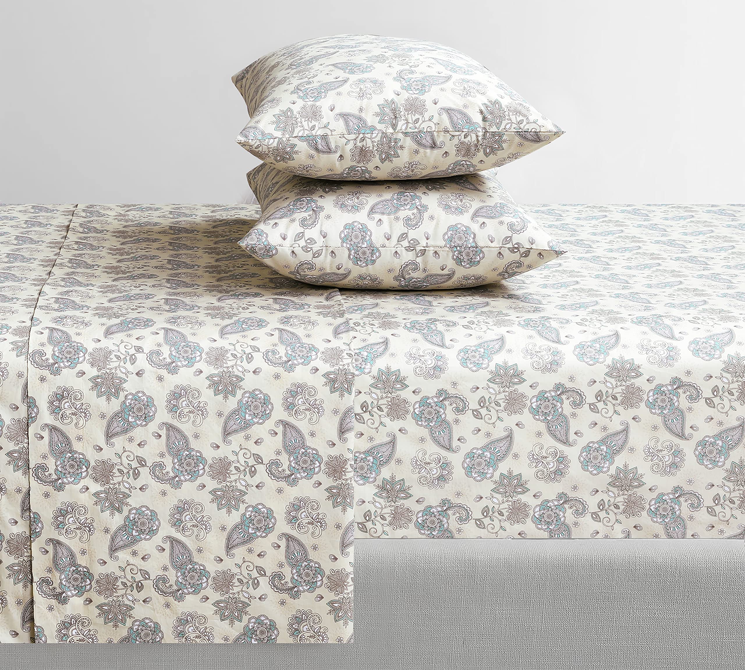 Feather & Stitch 300 Thread Count 100% Cotton Percale Weave Bed Sheets + 2 Pillowcases, Fits Mattress 16'' Deep Pocket - Image 2