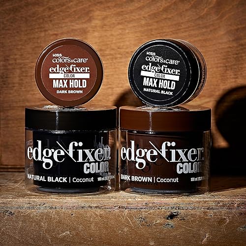 Miniatura 6 de KISS COLORS & CARE Fijador de bordes de color, 3.38 oz (3.4 fl oz), marrón oscuro, oculta las canas y rellena la línea del cabello, hidratante,