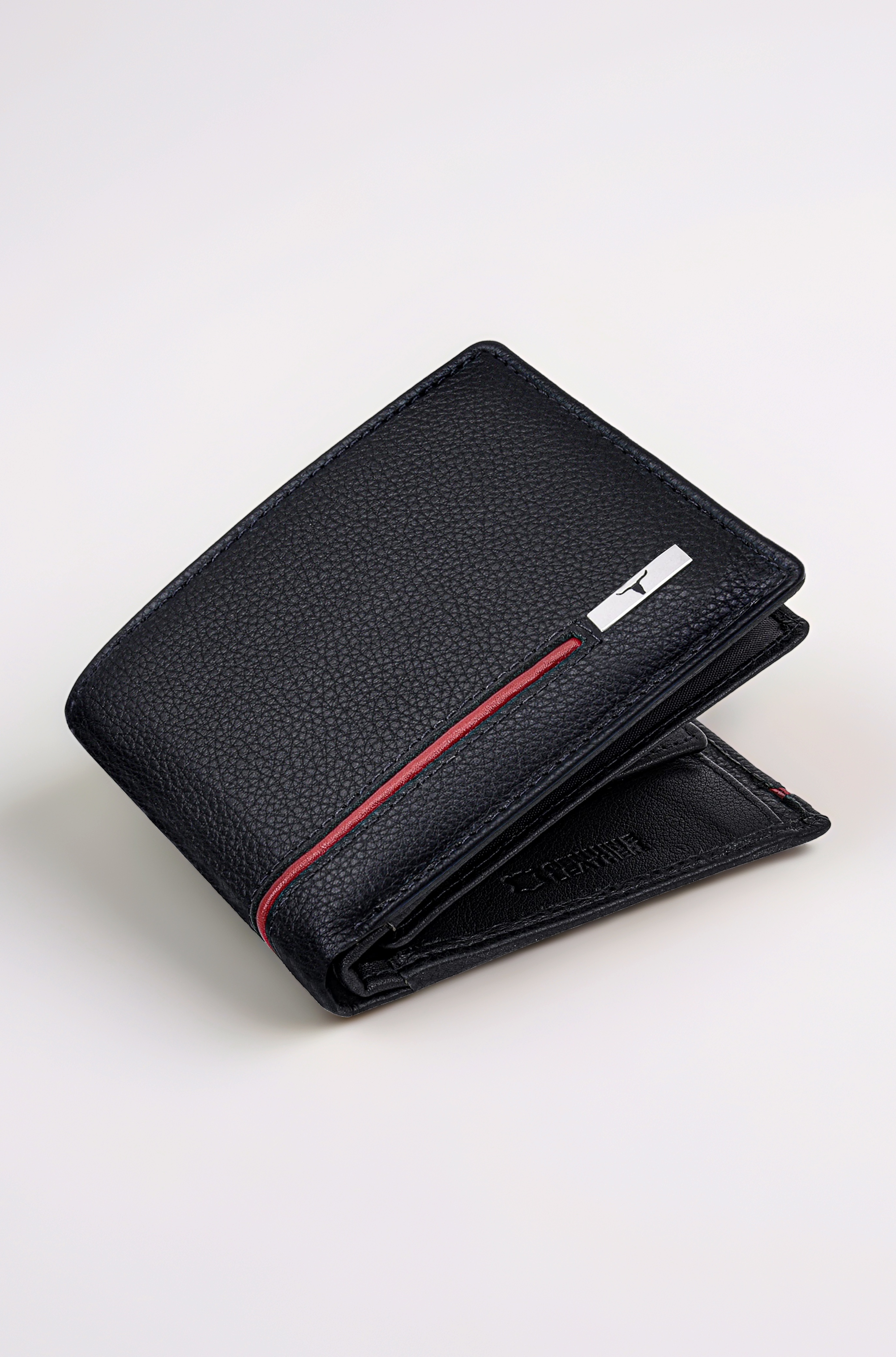 URBAN FOREST Stag Black/Red Leather Wallet for Men