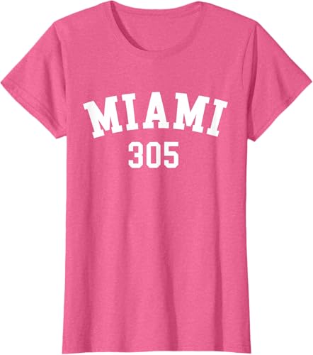 Miniatura 32 de Miami 305 USA American College Font T-Shirt Negro,Azul Marino,Azul Pastel,Arándano,Rojo,Plateado,Hierba,Verde Kelly,Marrón,Verde Oliva,Jaspeado