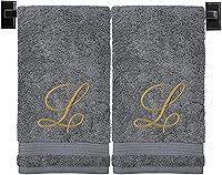 Vista 14 de Toallas de mano beige para baño, monogramadas, toallas turcas de algodón de lujo, bordadas en Estados Unidos, juego de 2, elige el color y la letra