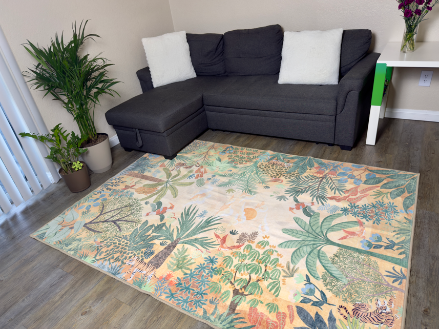 Tapete Boho 8x10 lavado antideslizante multicolor miniatura 7