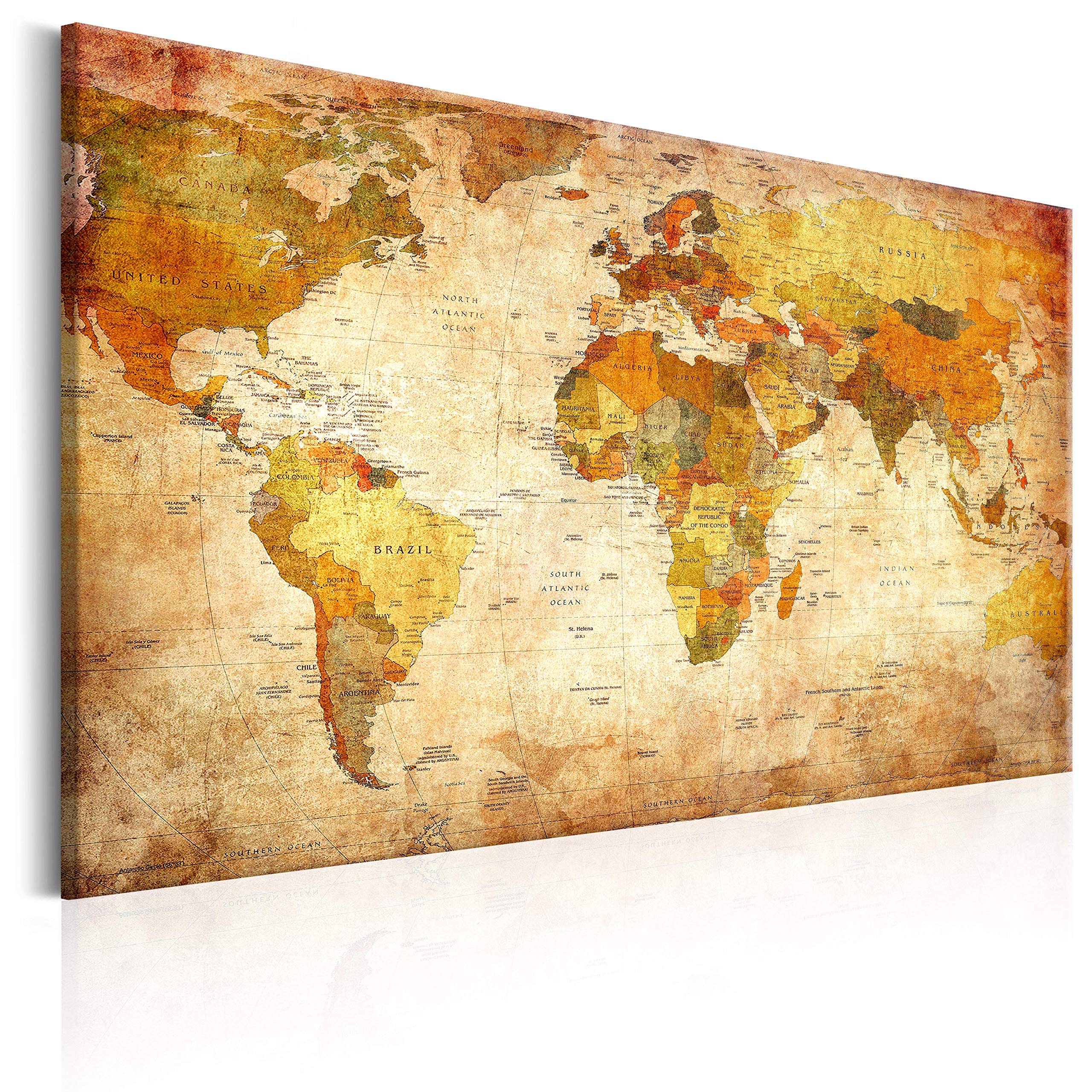 murando Pinboard World Map 90x60 cm/35,4x23,6" 1 pc Cork Board & Canvas Print On Non-woven Material XXL Memoboard Noticeboard Message Board Image Picture Home Decor Wall k-B-0051-p-a