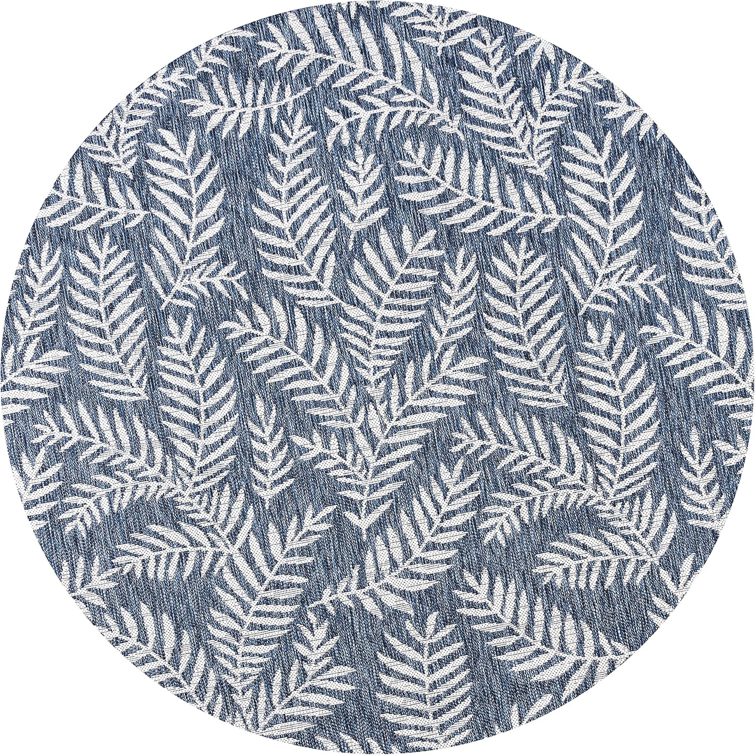 JONATHAN Y Palm Frond Indoor Outdoor Round Area Rug 6 Ft Navy/Ivory, Nevis for Backyard, Patio, Porch, Easy-Cleaning, High Traffic, Pet-Friendly, Non-Shedding (SMB119B-6R)