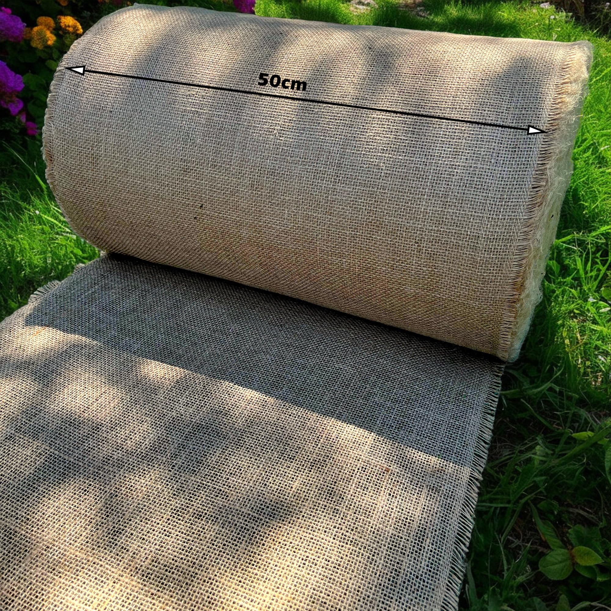 Rouleau de toile de jute naturelle Largeur 50 cm Tissu vendu au mètre Toile de jute pour la maison et le jardin (50cmx5m)