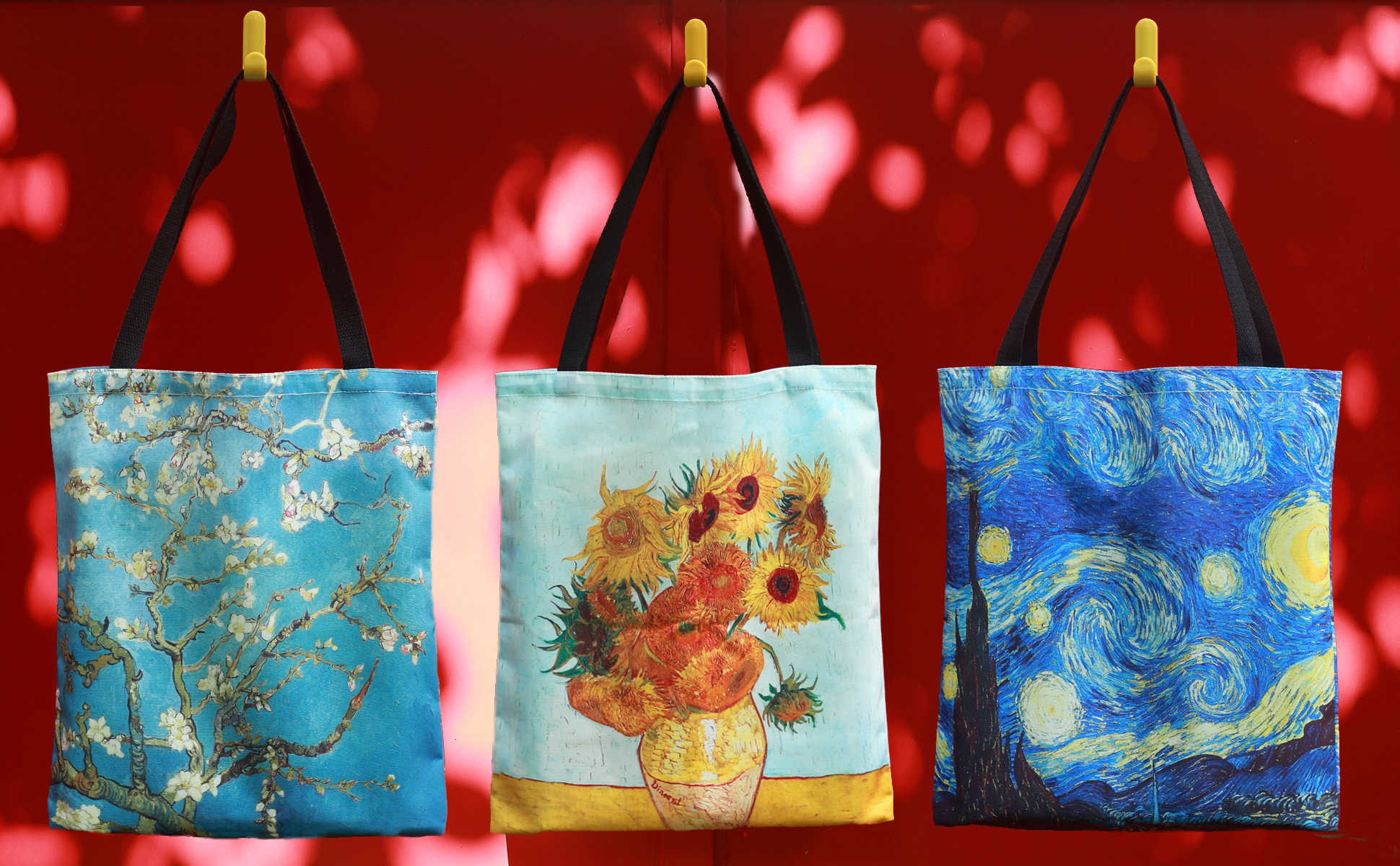 SuyuanArt 3 Pack Aesthetic Vintage Cute Tote Bag,Van Gogh Claude