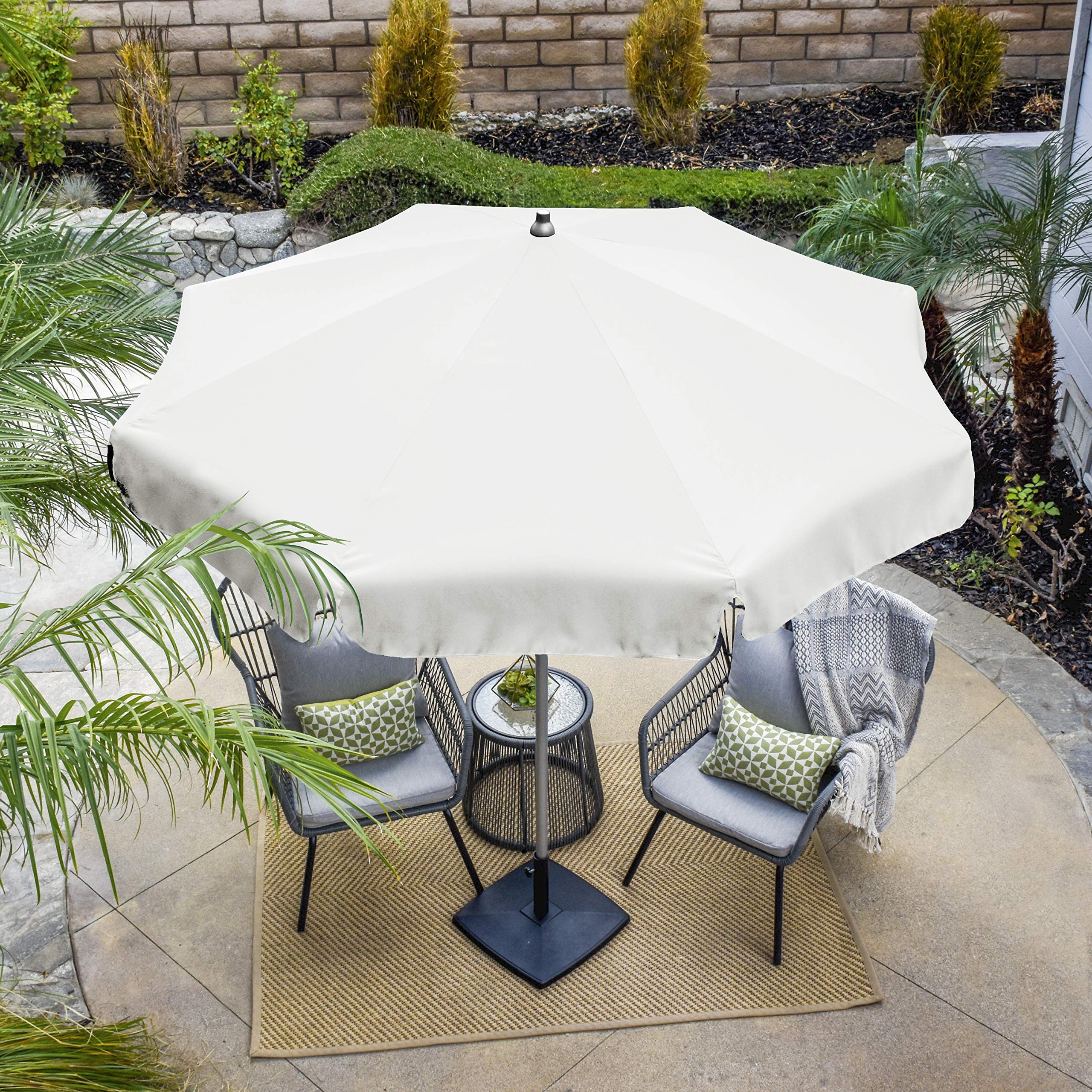 Sunline Ombrellone Da Patio 9ft – A Manovella, Inclinabile 60°, Palo Alluminio, Stecche In Fibra Di Vetro, Colore Mattone