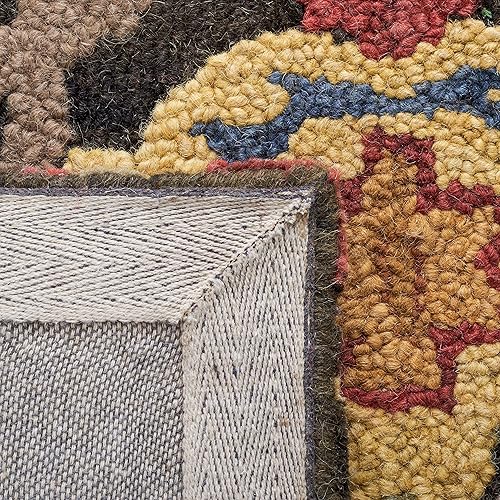 Miniatura 7 de SAFAVIEH Blossom Collection BLM402H - Alfombra de lana de primera calidad hecha a mano, 5 x 8 pies, color carbónmulticolor