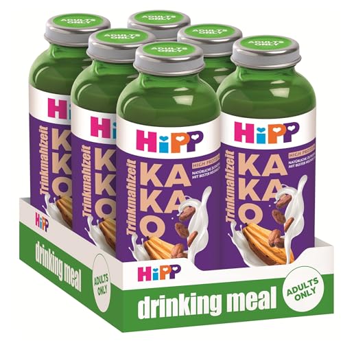 HiPP Trinkmahlzeit Kakao 6 x 330 ml vollwertige Zwischenmahlzeit mit bester Heumilch echtem Kakaopulver 23 Vitaminen & Mineralstoffen High Protein glutenfrei