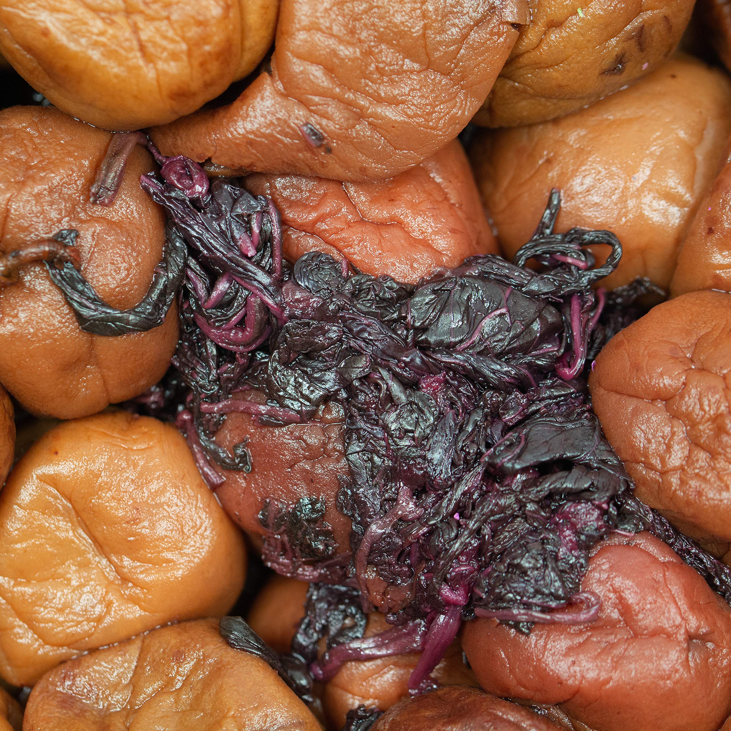 Food-United japanische Umeboshi Salz-Aprikosen-Pflaumen 1000g nur 3 Zutaten Ume Früchte Meersalz Shiso-Blätter ohne Aromen ohne Konservierungsstoffe natürlich fermentiert alte japanische Ess-Tradition