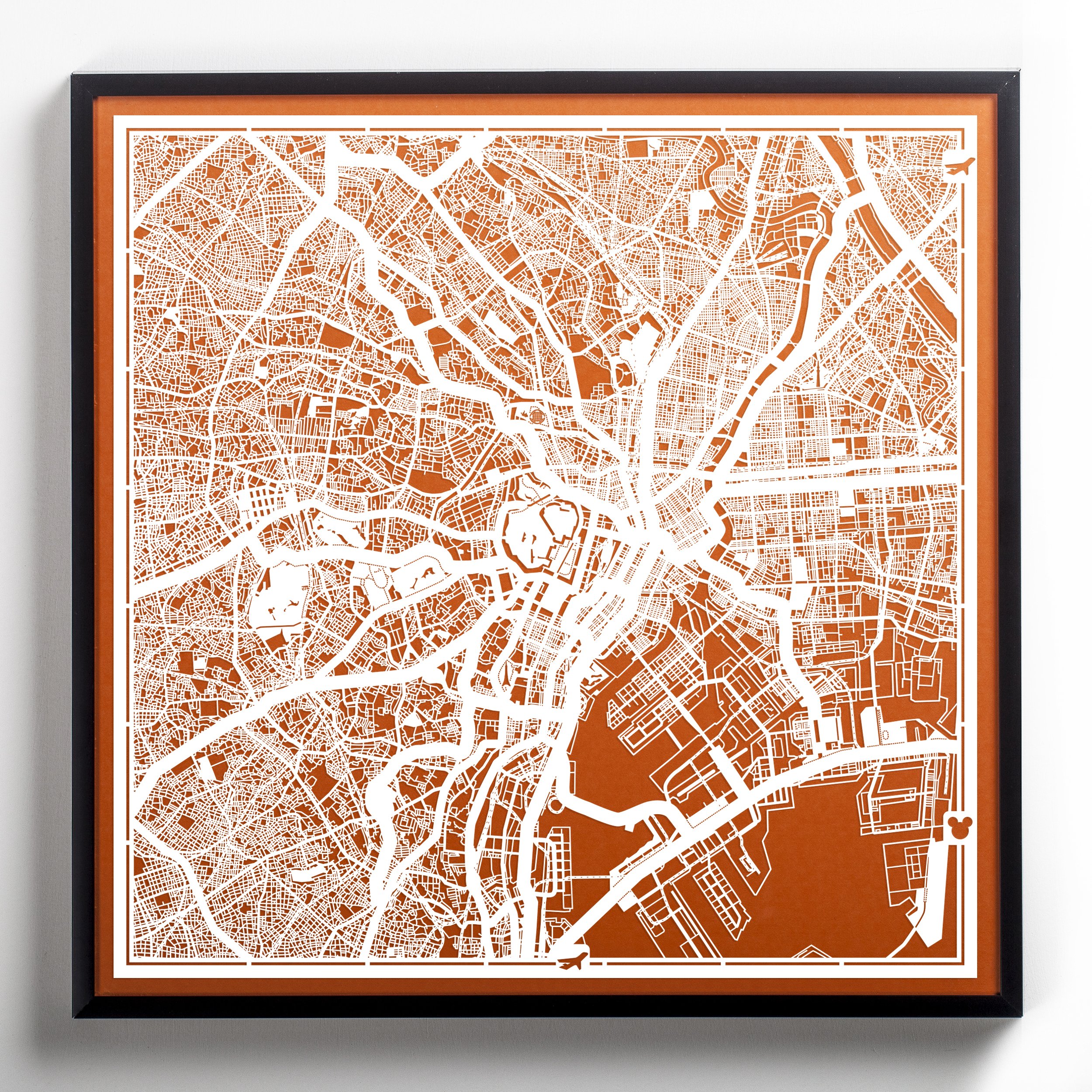 Amazon.co.jp: 東京切り絵地図、白、30x30センチ、オリジナル