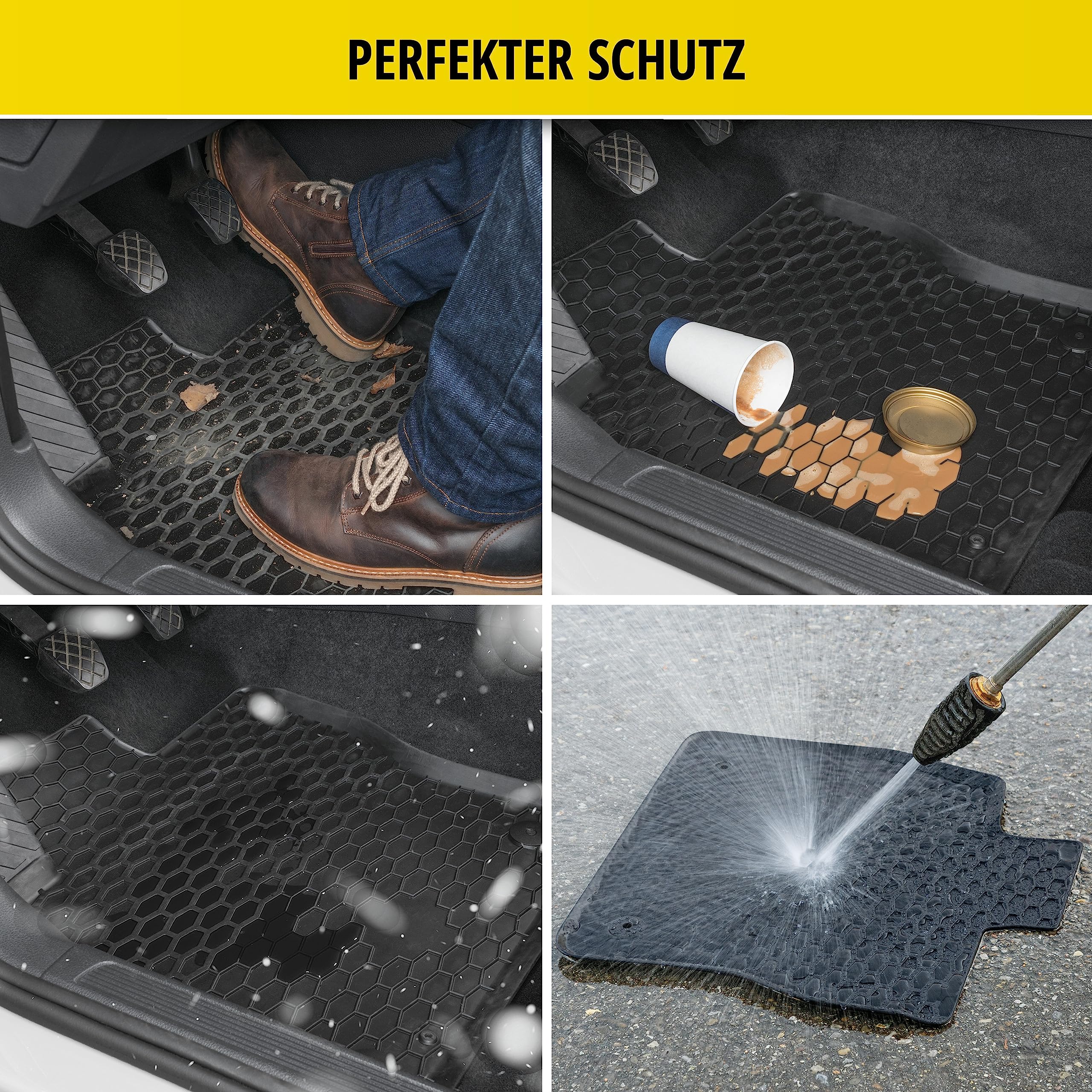 WALSER DirtGuard Gummi Fussmatten Auto für Citroen Jumper II/FIAT Ducato/Peugeot Boxer 2006-Heute, Opel Movano C 2021-Heute, Toyota Proace Max 2024-Heute, 100% passgenaue Auto Fußmatten