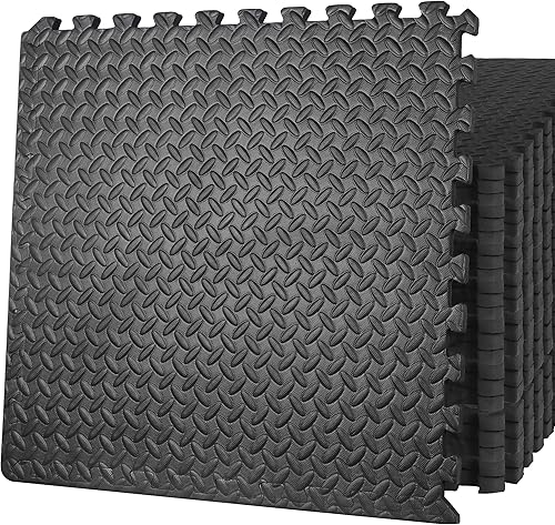 Tapete de ejercicio de rompecabezas de 24 azulejos de 3/4 pulgadas, extra grueso, entrelazado, espuma EVA, tapete protector para el suelo, equipo de