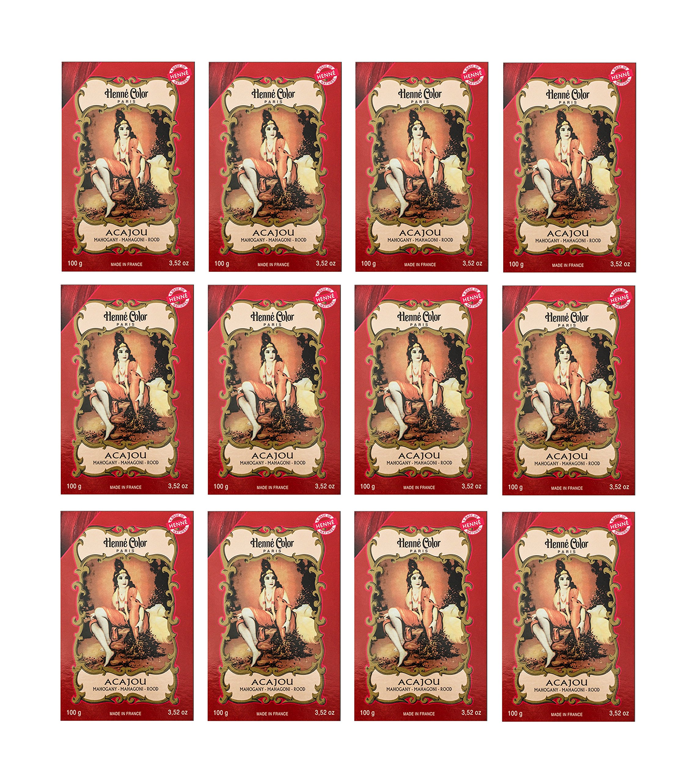 12 x 100 g Henna Color naturalny środek do farbowania włosów mahoń Pamai Pai® Hennè proszek rośliny farba do włosów