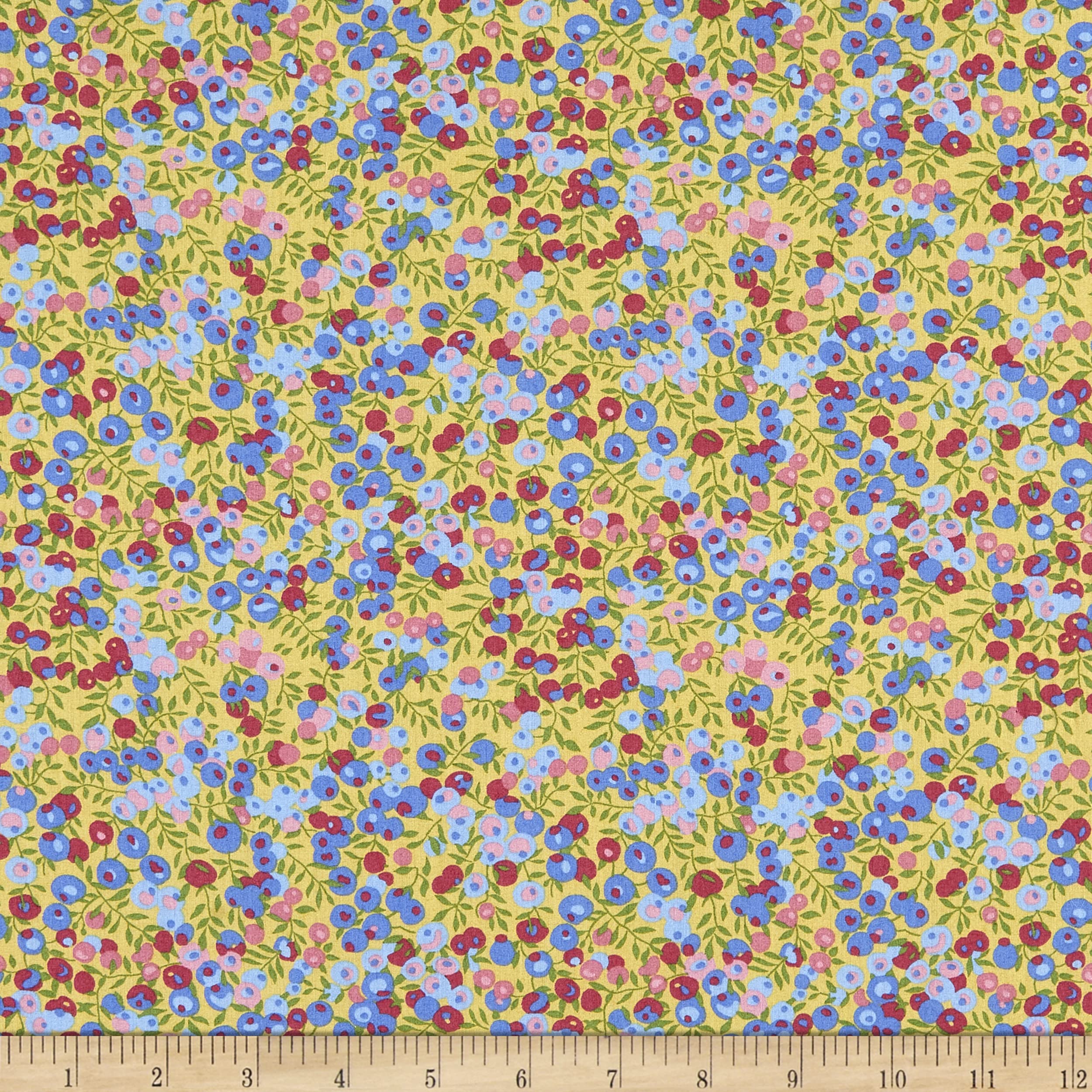 Liberty FabricsTana Lawn Wiltshire Yellow/Blue Multi Fabric By The Yard