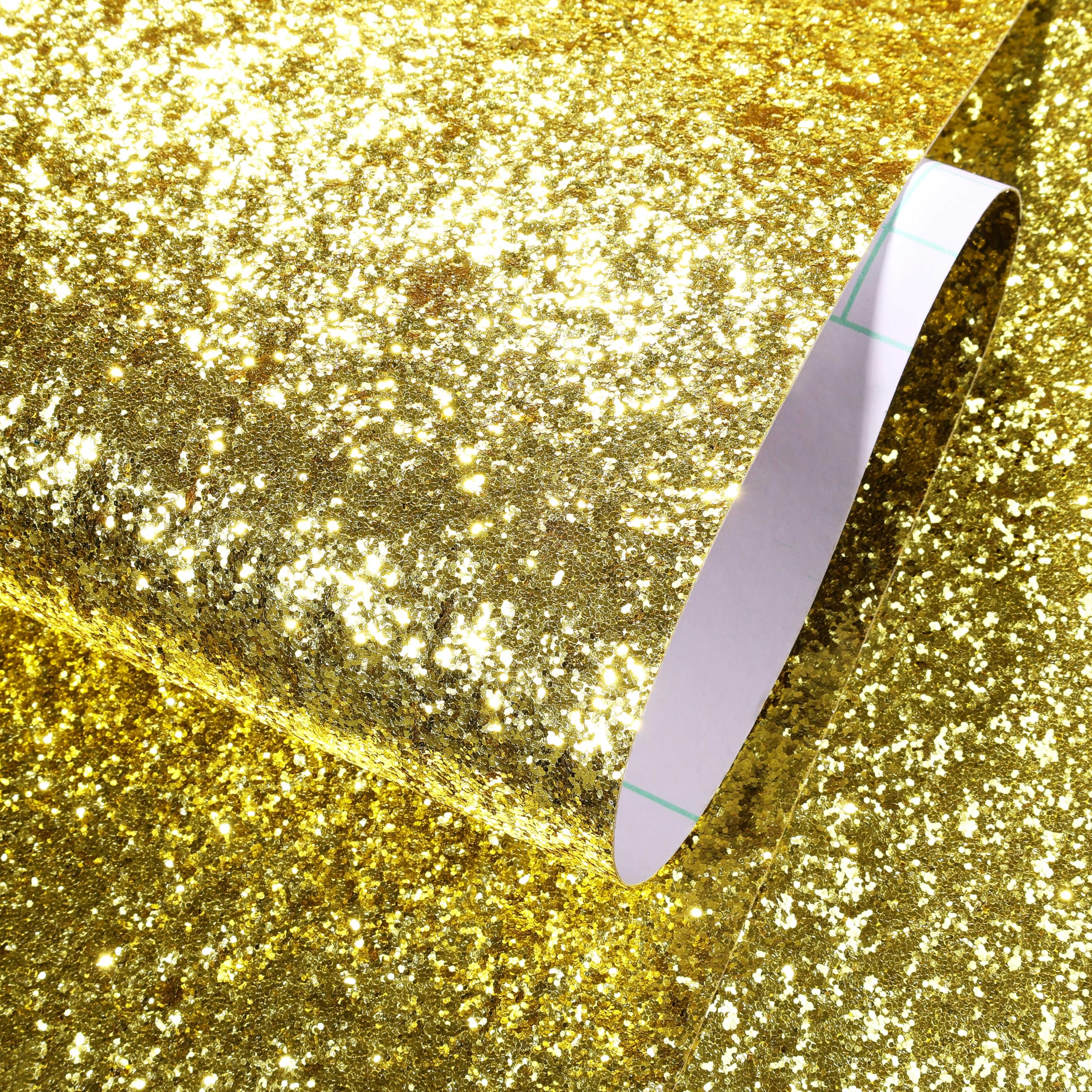 ReWallpaper Gold Glitter Vinyl Wrap Sparkle Wallpsaper Peel and Stick 40CM×7M Thick Chunky Glitter Fabric Roll Wallpaper for Living Room Gold Sticky Back Plastic for Cupboards Shelves - Image 2