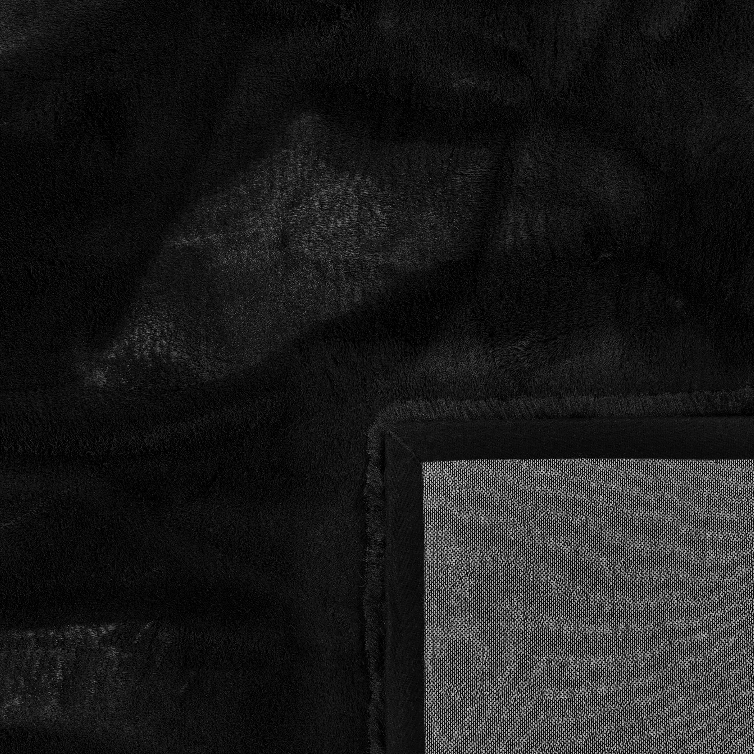 Paco Home Hochflor Teppich Wohnzimmer Schlafzimmer Modern Flauschiger Fellteppich Fell Imitat Kunstfell Langflor, Grösse:80x150 cm, Farbe:Schwarz