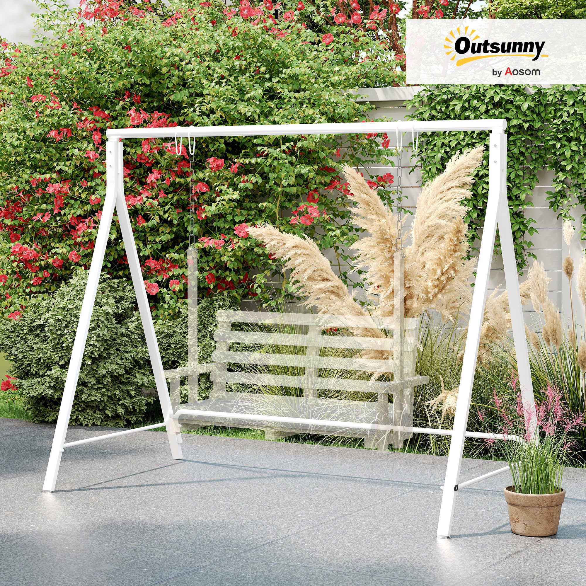 Amazon.com: Outsunny Metal Porch Swing Stand, Heavy Duty Swing