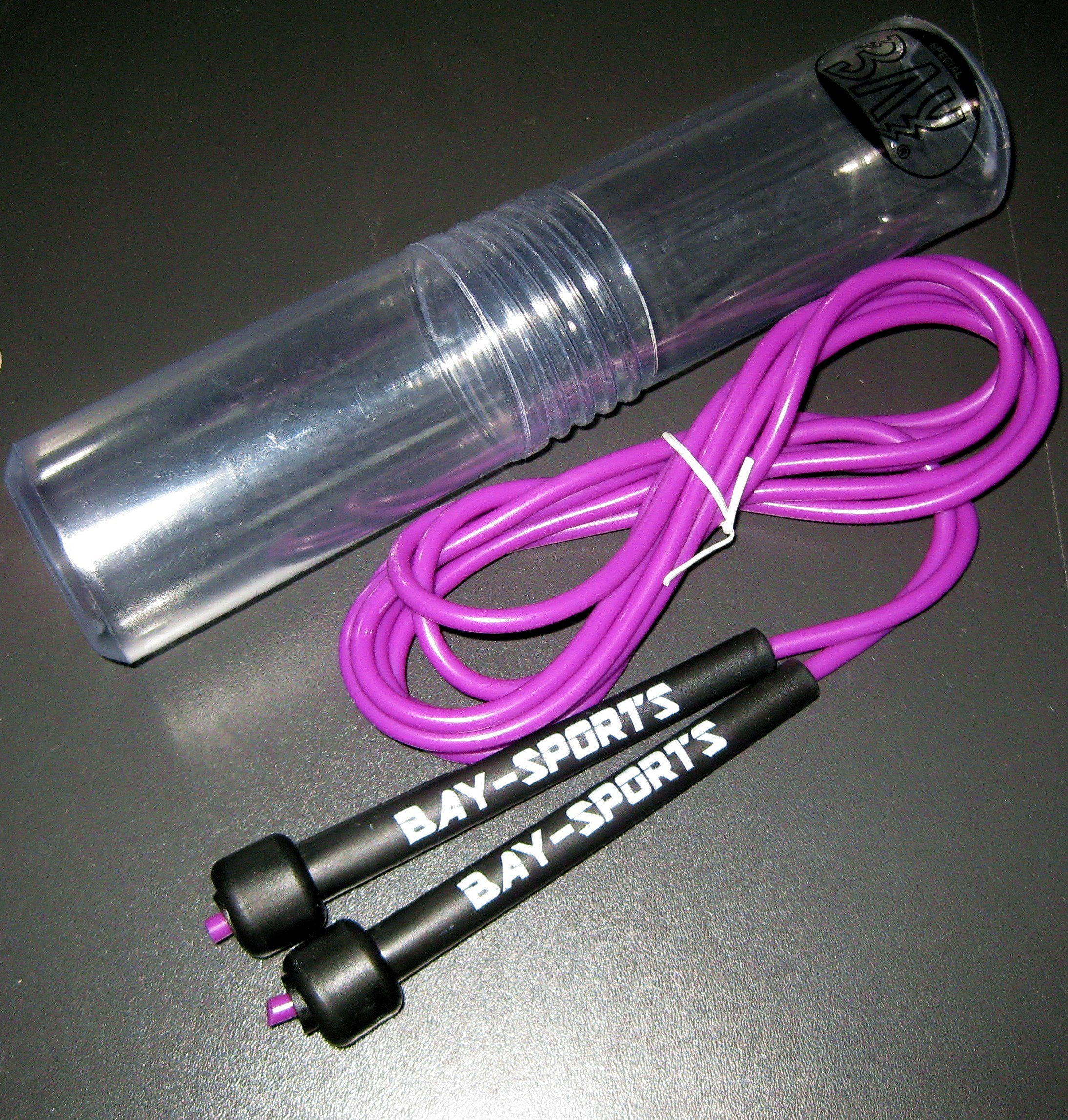 BAY Sports Nylon Springseil Set 10 Stück, 310 cm Längenverstellbar, mit Aufbewahrungsdose, in Schwarz, Weiß, Rot, Blau, Pink