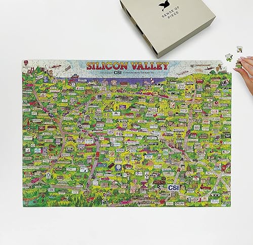 Miniatura 2 de Rompecabezas de 1000 piezas  1986  Mapa gráfico ilustrado de Silicon Valley que muestra todas las marcas comerciales importantes